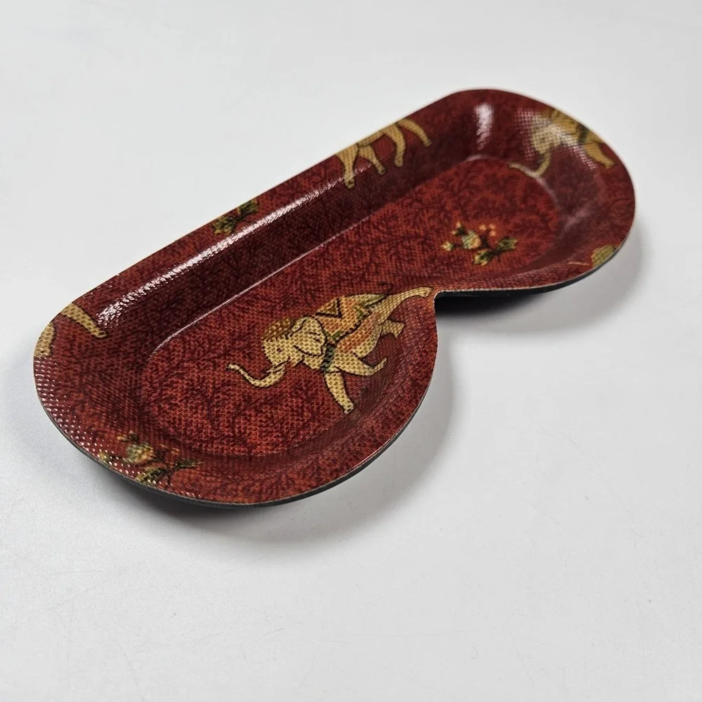 Red Sunglass Glasses Trinket Tray Red Elephant Gold Pattern Catchall‎ Home Decor